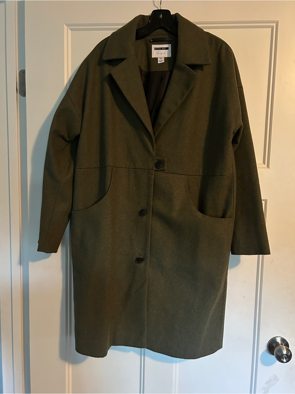 Noisy May Olive Green Oversized Pea Coat
